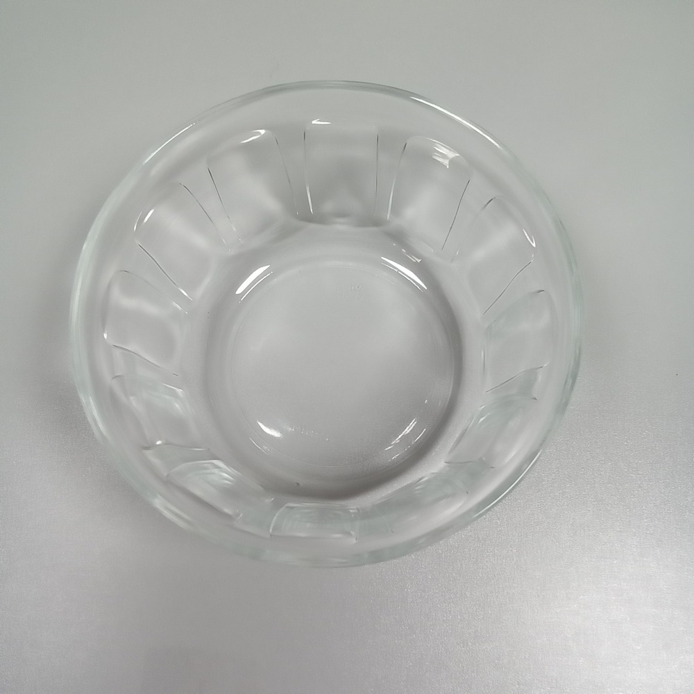 Vereco France Clear Ribbed Glass Serving Bowl Paneled Round 7.25 Inch Vintage